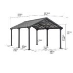 Sunjoy EIGER Stahlcarport – 367 cm x 610 cm, Grau – Bild 4