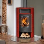 ORANIER POLAR NEO ECK KAMINOFEN STAHL SCHWARZ / KERAMIK PAPRIKAROT