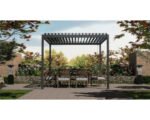 Pergola Basis mit Lamellendach, Pfosten 8,8x8,8 cm, 3x3,6m anthrazit