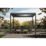 Pergola Basis mit Lamellendach, Pfosten 8,8x8,8 cm, 3x3,6m anthrazit